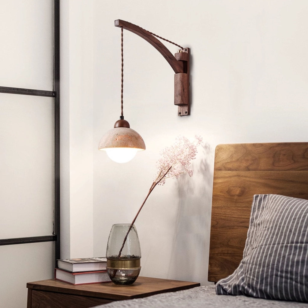 Travertine Pivot Arm Wall Light, Hardwired Wall Sconce, detail 15