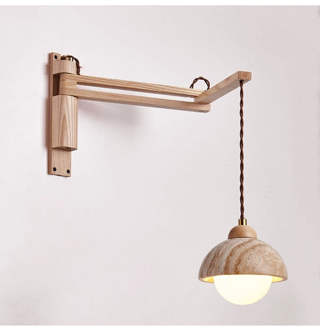 Travertine Pivot Arm Wall Light, Hardwired Wall Sconce, detail 18