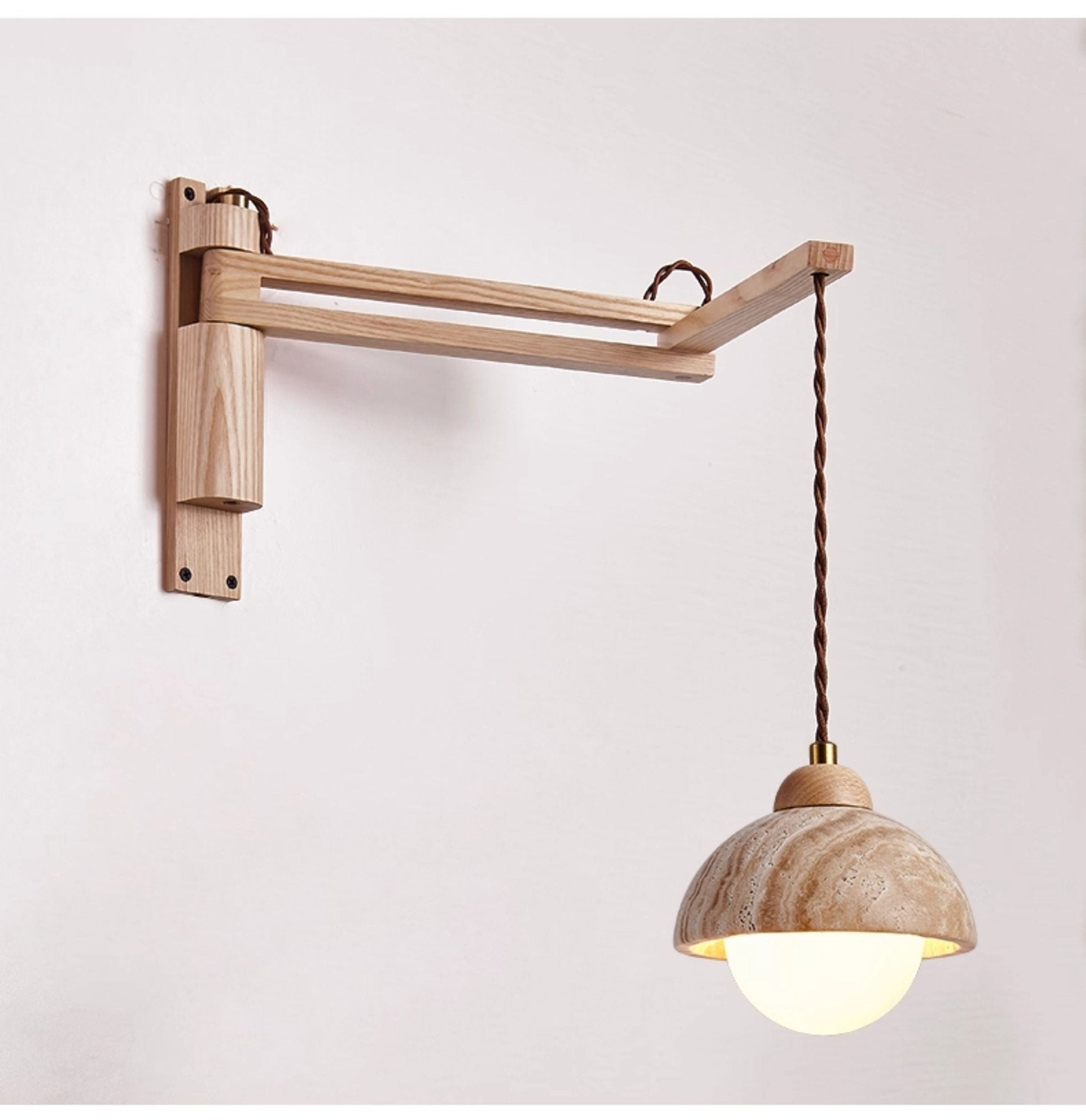 Travertine Pivot Arm Wall Light, Hardwired Wall Sconce, detail 18