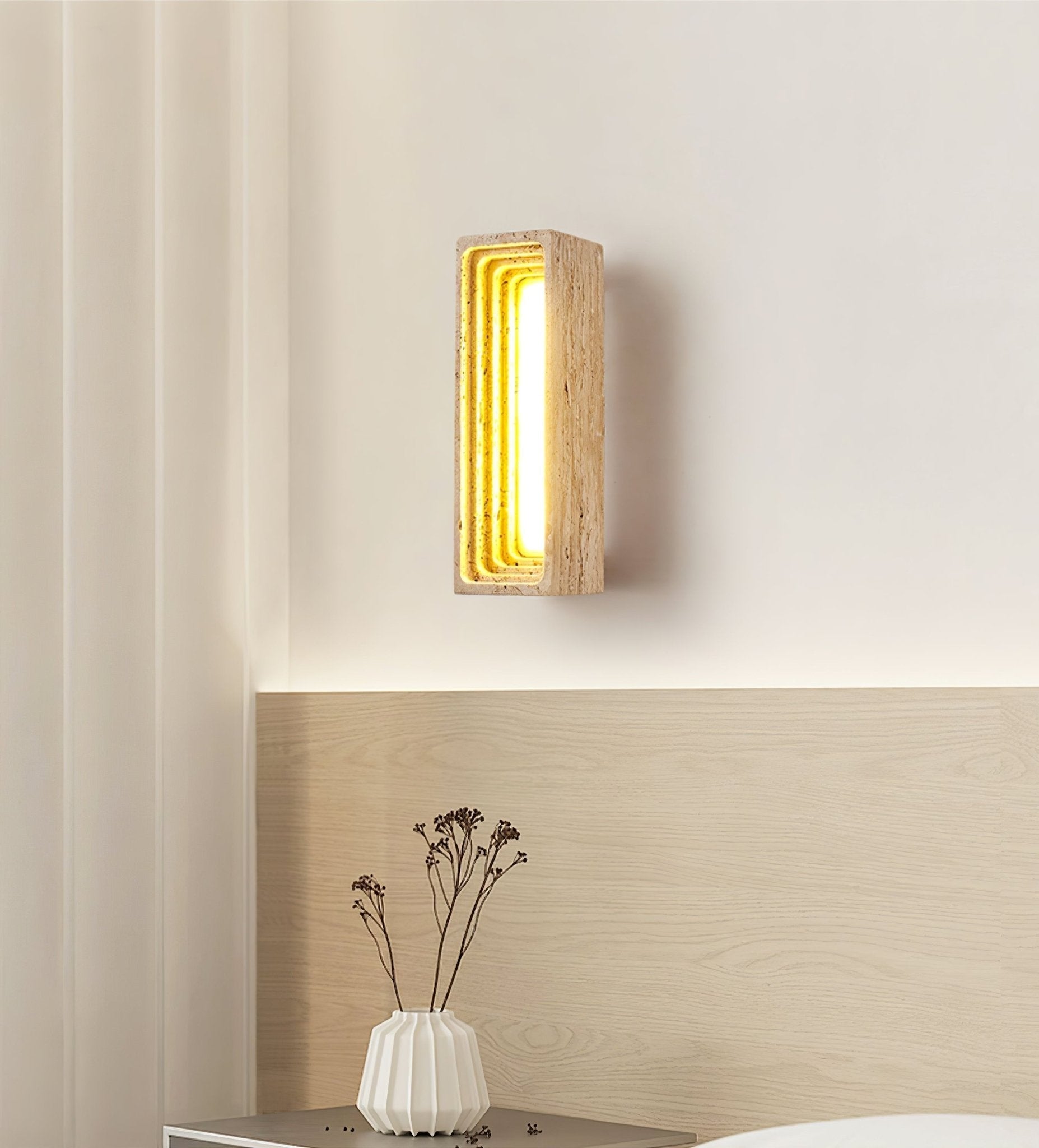 Canyon Travertine Wall Light, Hardwired Wall Sconce, detail 9