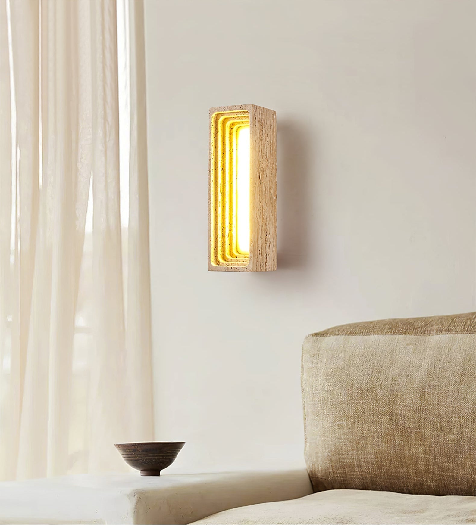 Canyon Travertine Wall Light, Hardwired Wall Sconce, detail 11