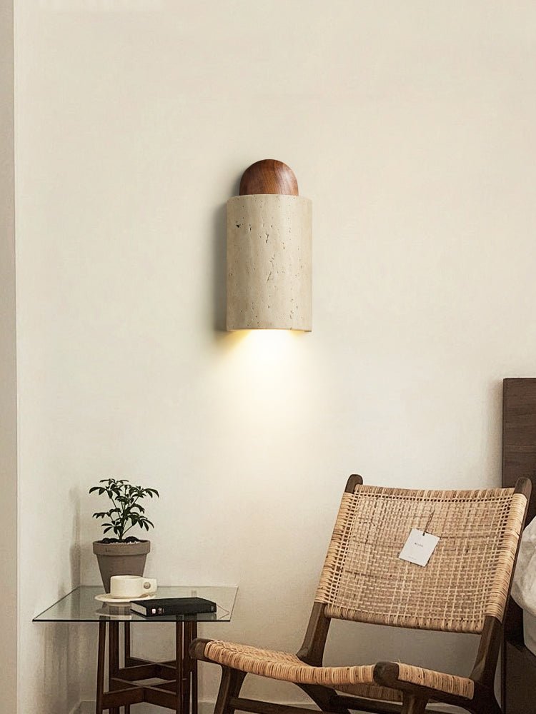 Travertine Capsule Wall Light, Hardwired Wall Sconce, detail 9