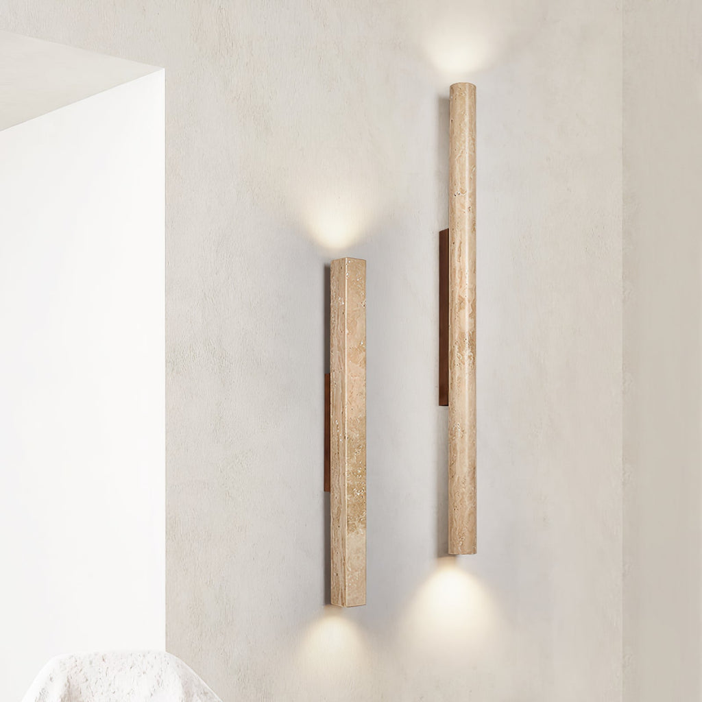 Travertine Column Wall Light, Hardwired Wall Sconce, detail 2