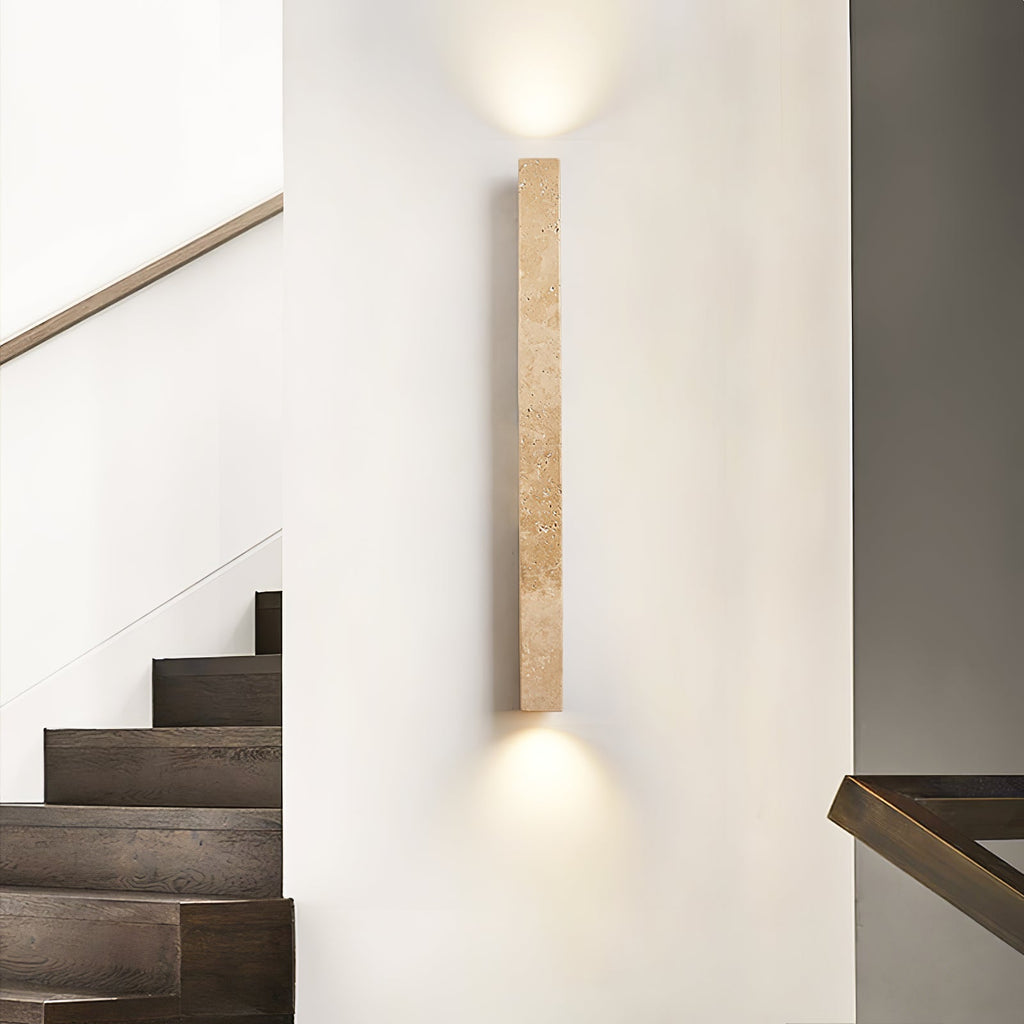 Travertine Column Wall Light, Hardwired Wall Sconce, detail 4