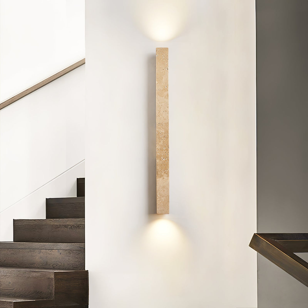 Travertine Column Wall Light, Hardwired Wall Sconce, detail 4