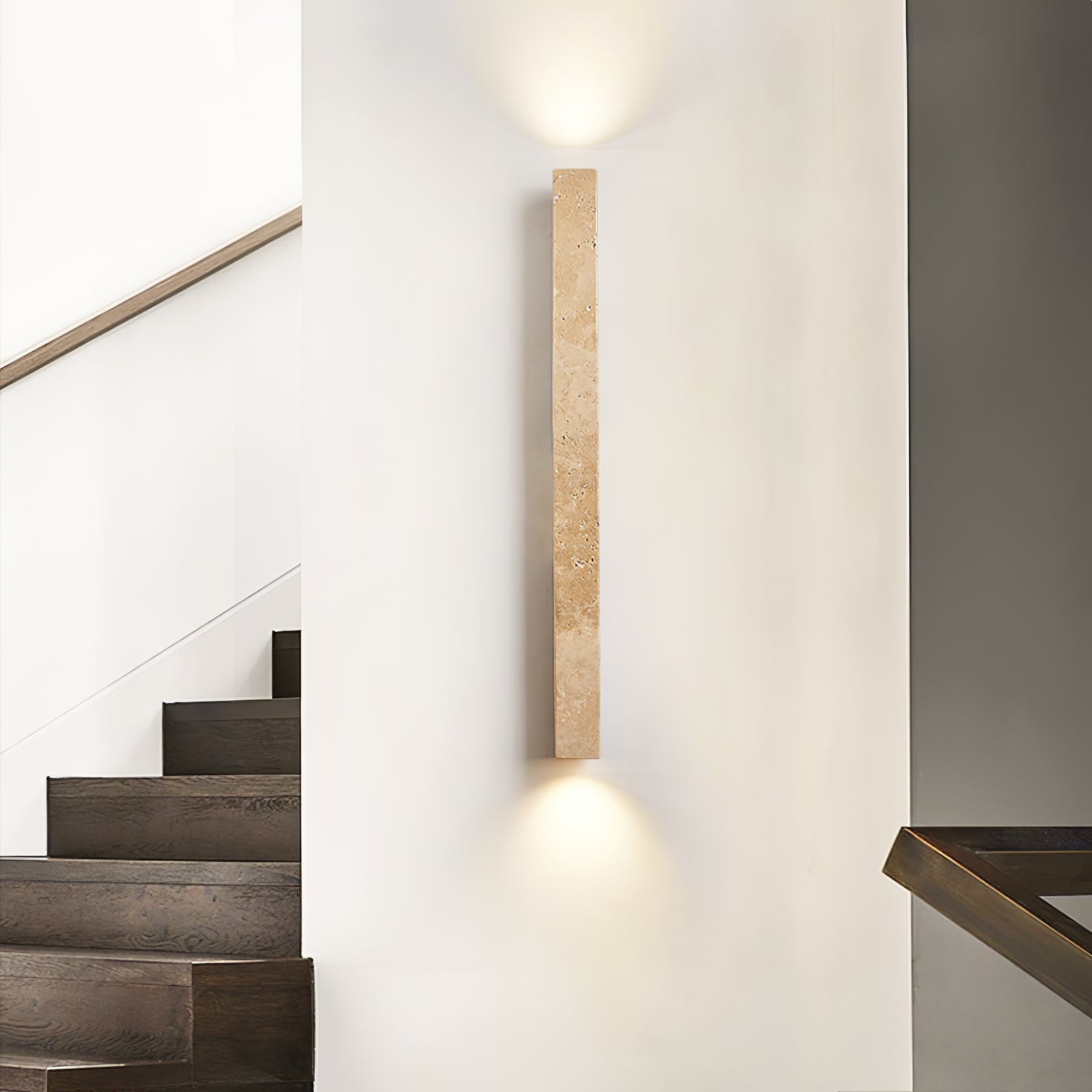 Travertine Column Wall Light, Hardwired Wall Sconce, detail 4