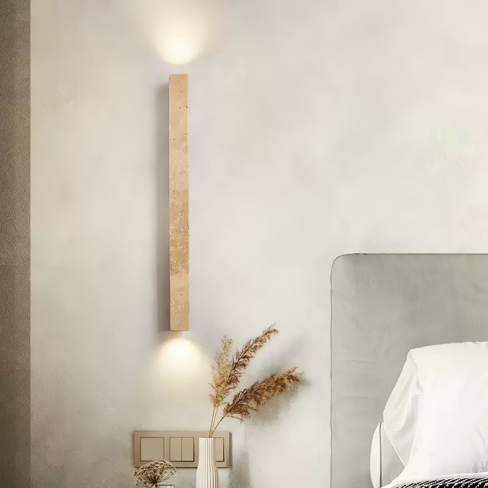 Travertine Column Wall Light, Hardwired Wall Sconce, detail 5