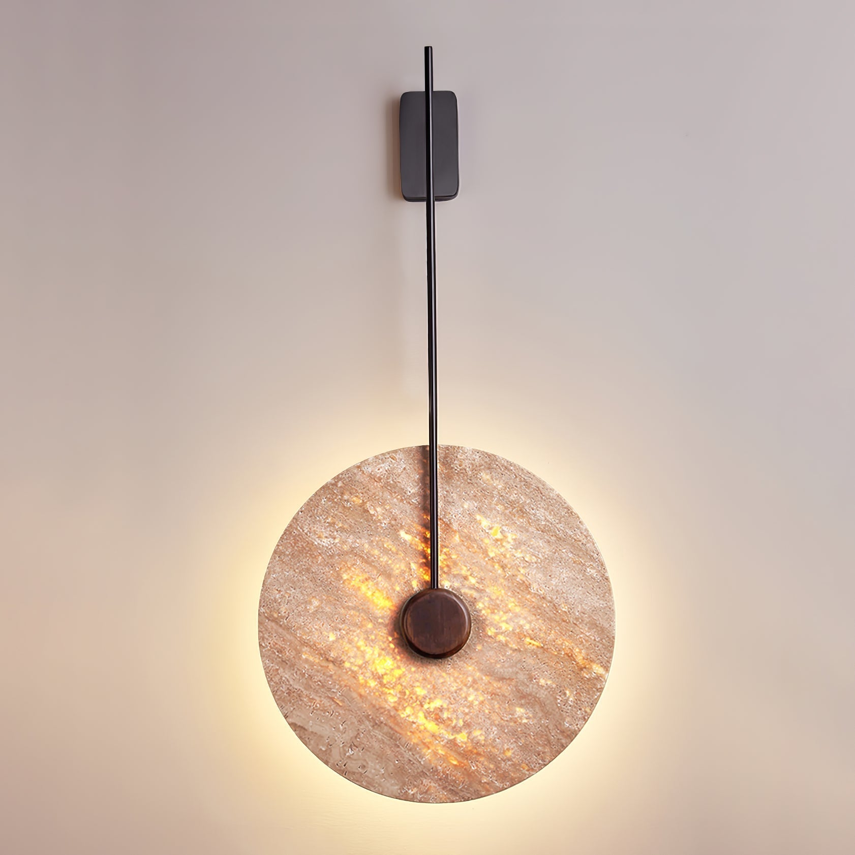 Travertine Disc Wall Light, Hardwired Wall Sconce, detail 13