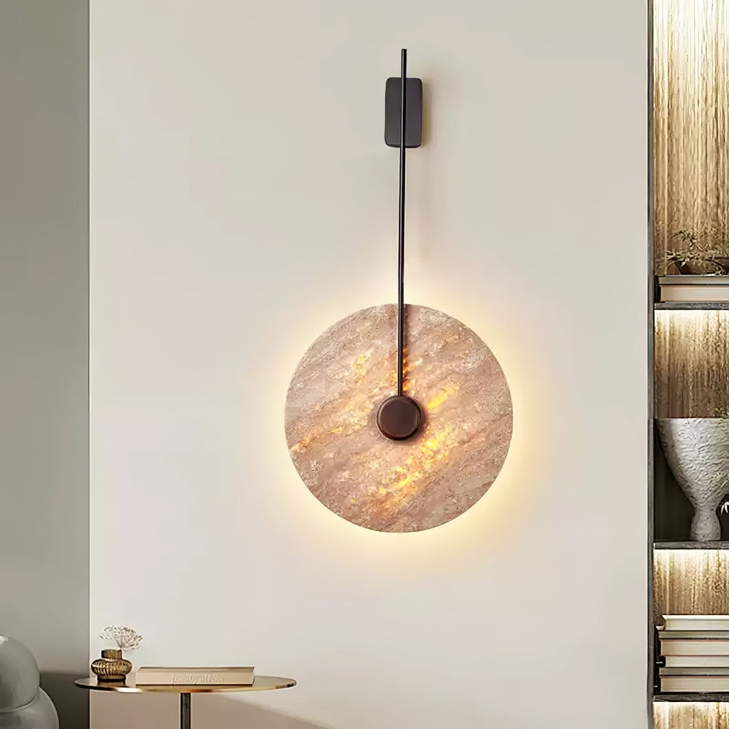 Travertine Disc Wall Light, Hardwired Wall Sconce, detail 9