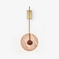 Travertine Disc Wall Light, Hardwired Wall Sconce, Dia 30cm x H 75cm
