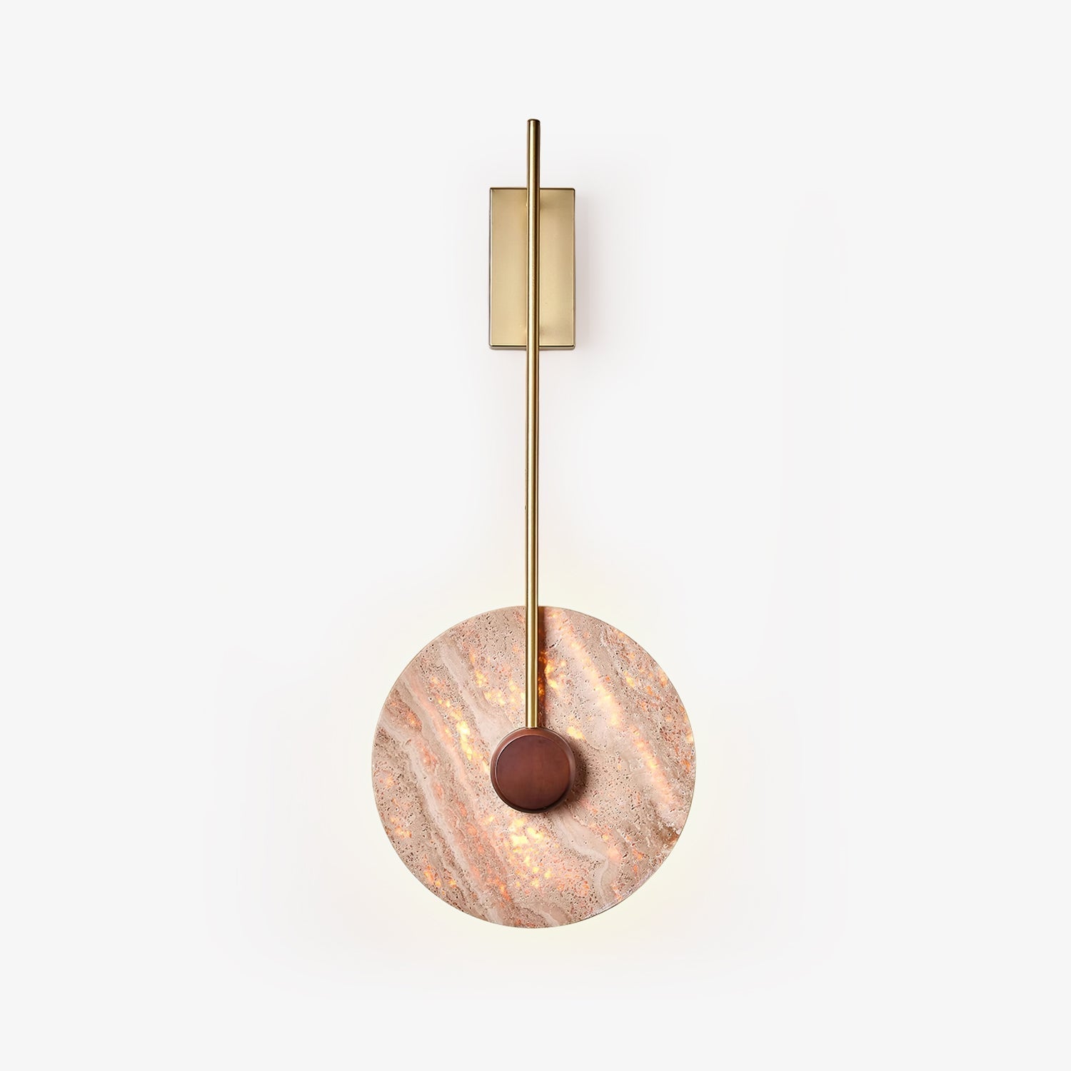Travertine Disc Wall Light, Hardwired Wall Sconce, Dia 30cm x H 75cm