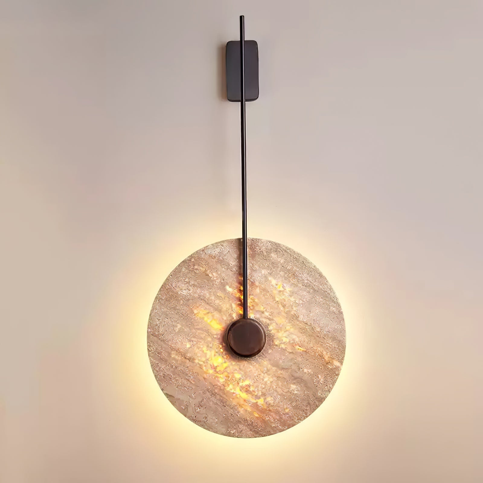 Travertine Disc Wall Light, Hardwired Wall Sconce, detail 11