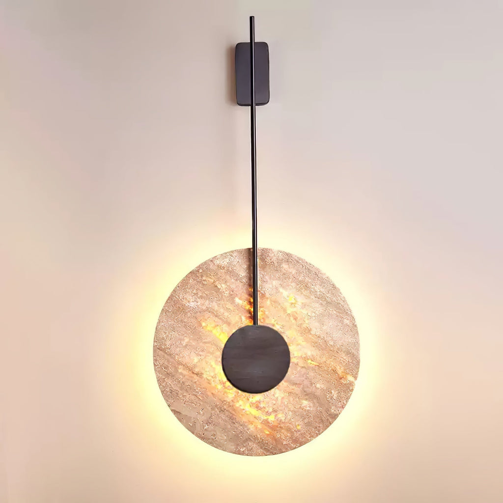 Travertine Disc Wall Light, Hardwired Wall Sconce, detail 12