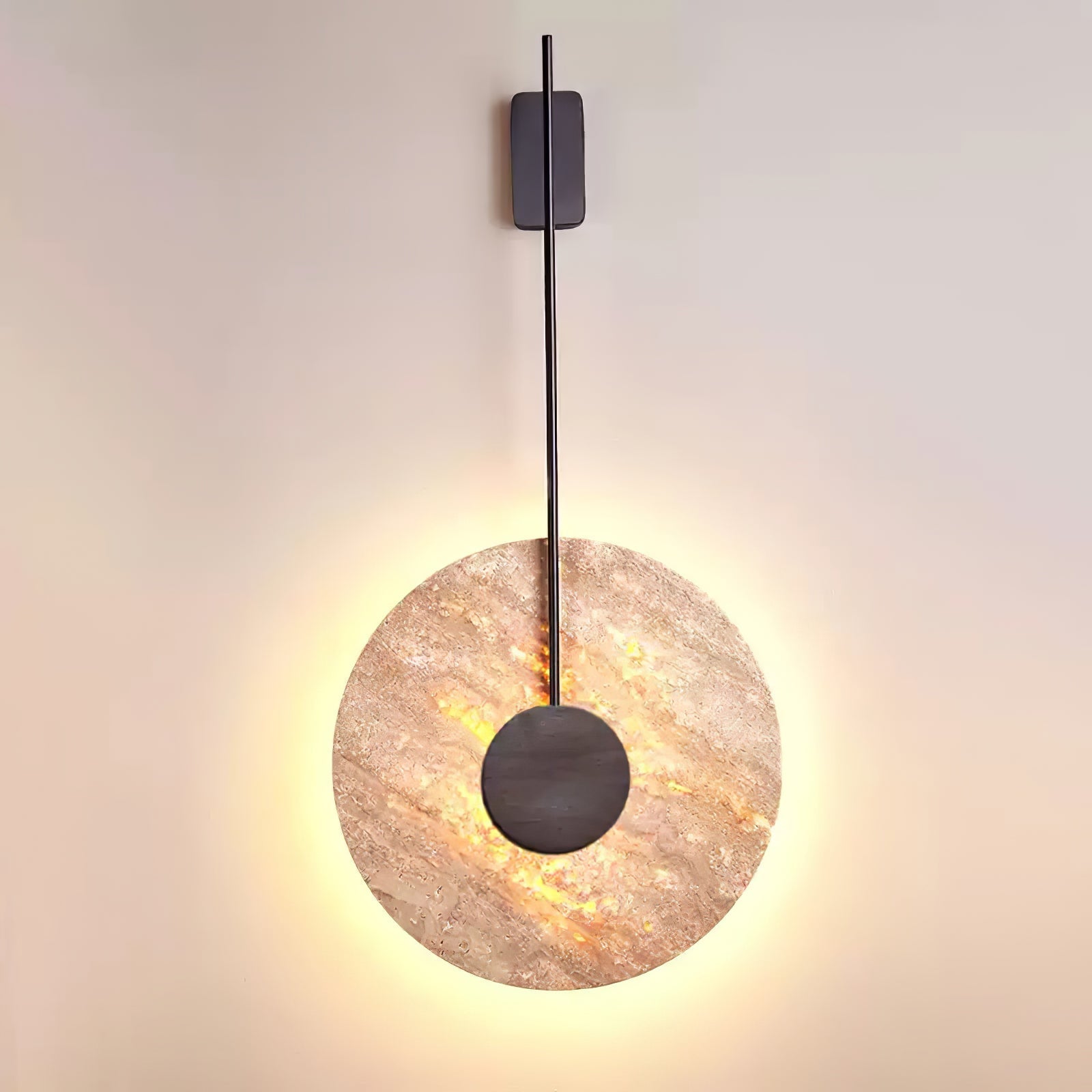 Travertine Disc Wall Light, Hardwired Wall Sconce, detail 12
