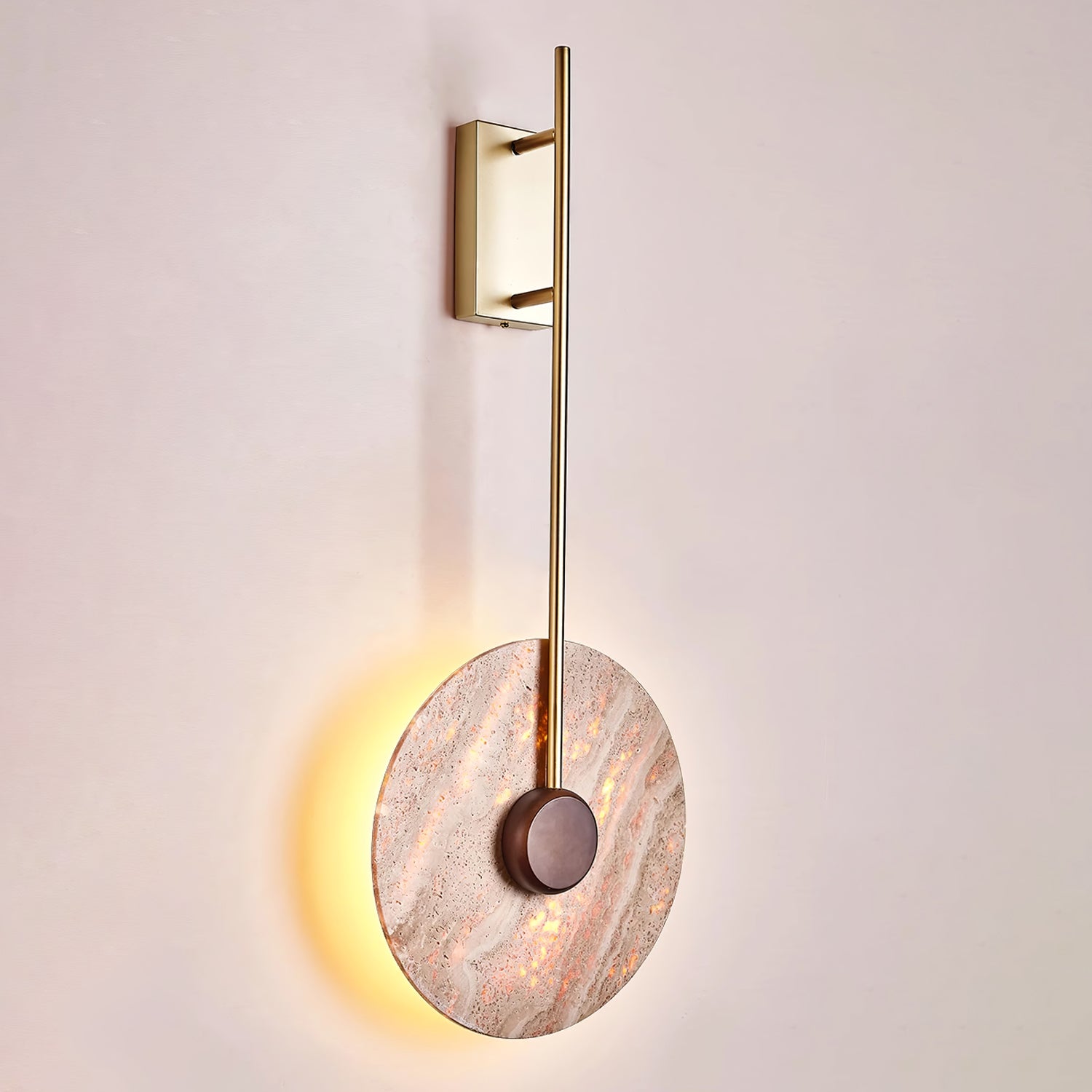Travertine Disc Wall Light, Hardwired Wall Sconce, detail 16