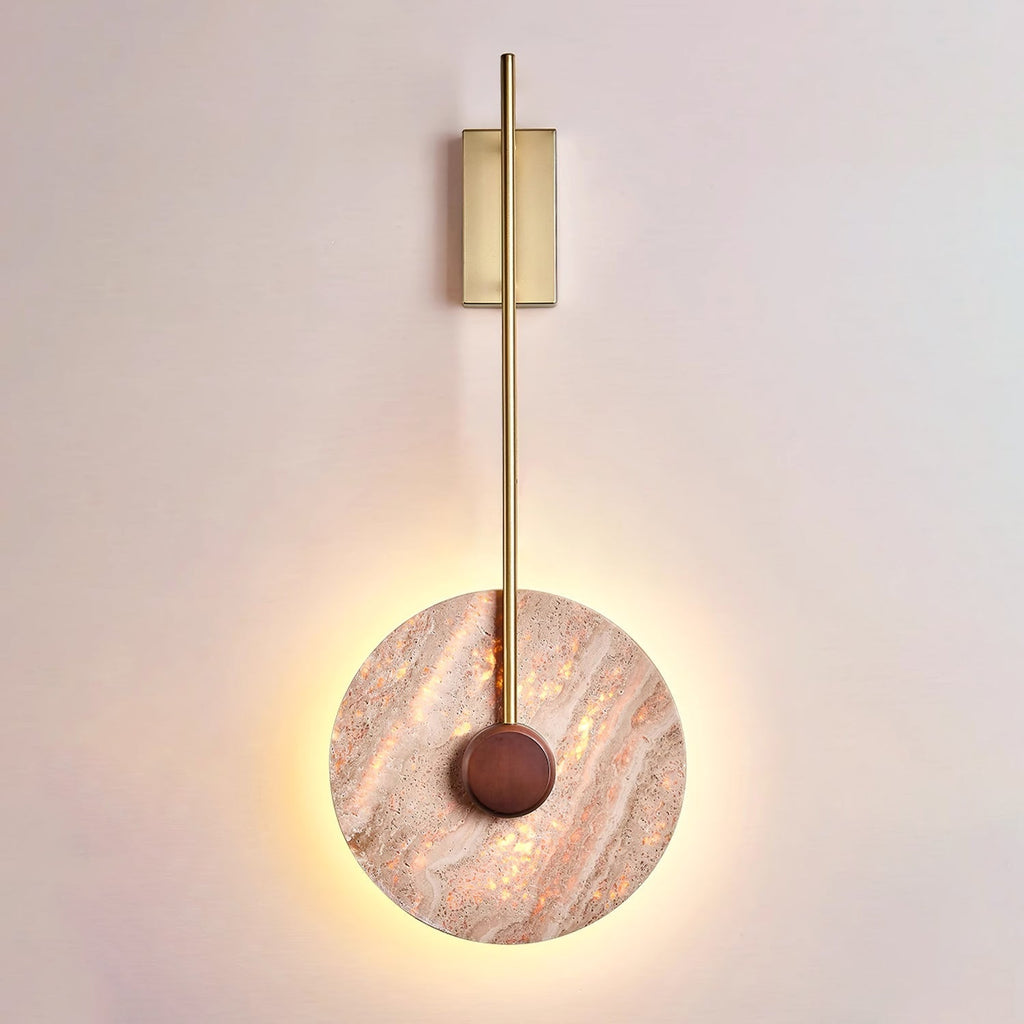 Travertine Disc Wall Light, Hardwired Wall Sconce, detail 14