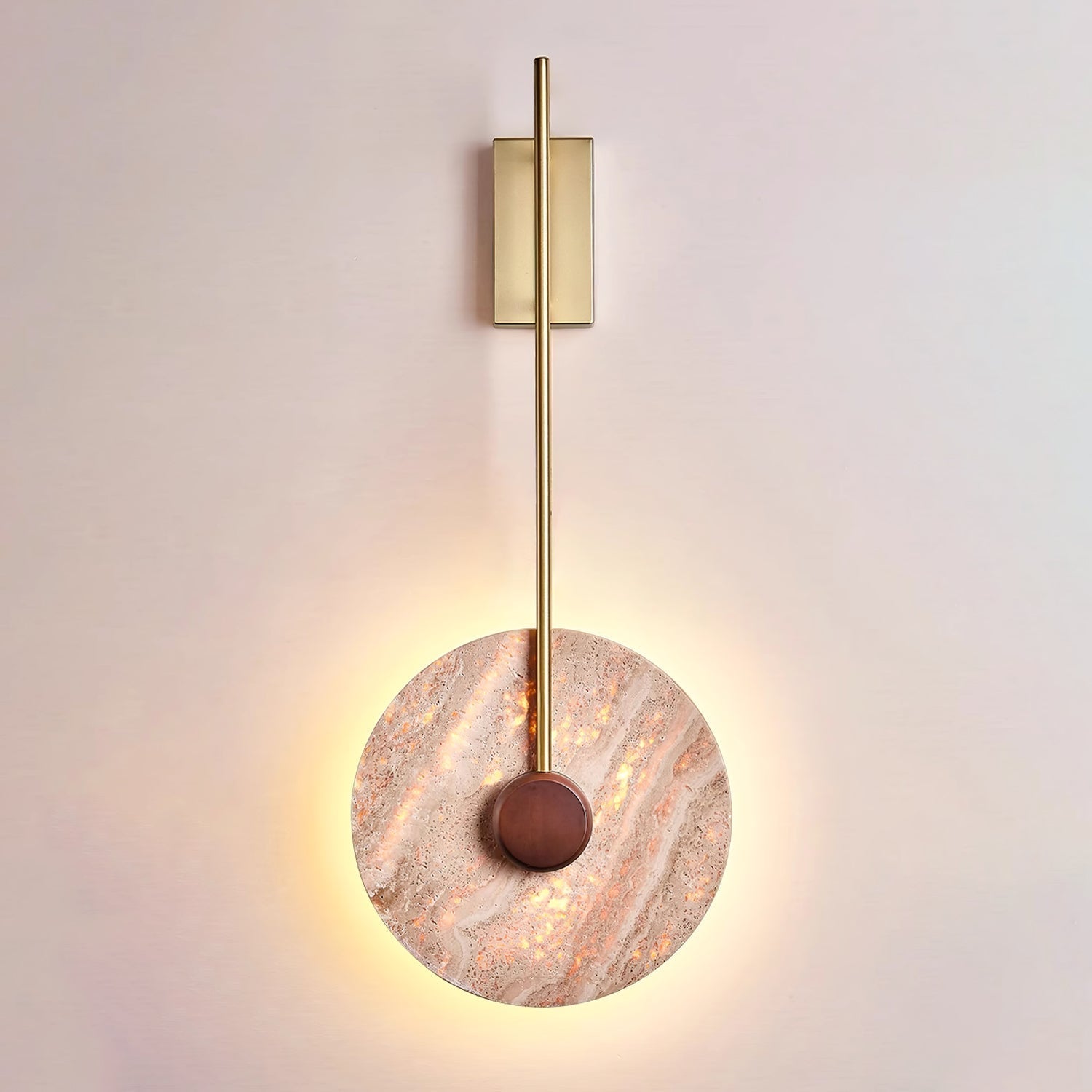 Travertine Disc Wall Light, Hardwired Wall Sconce, detail 14