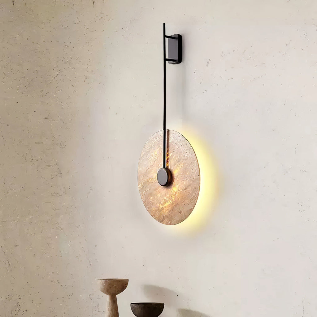 Travertine Disc Wall Light, Hardwired Wall Sconce, detail 6