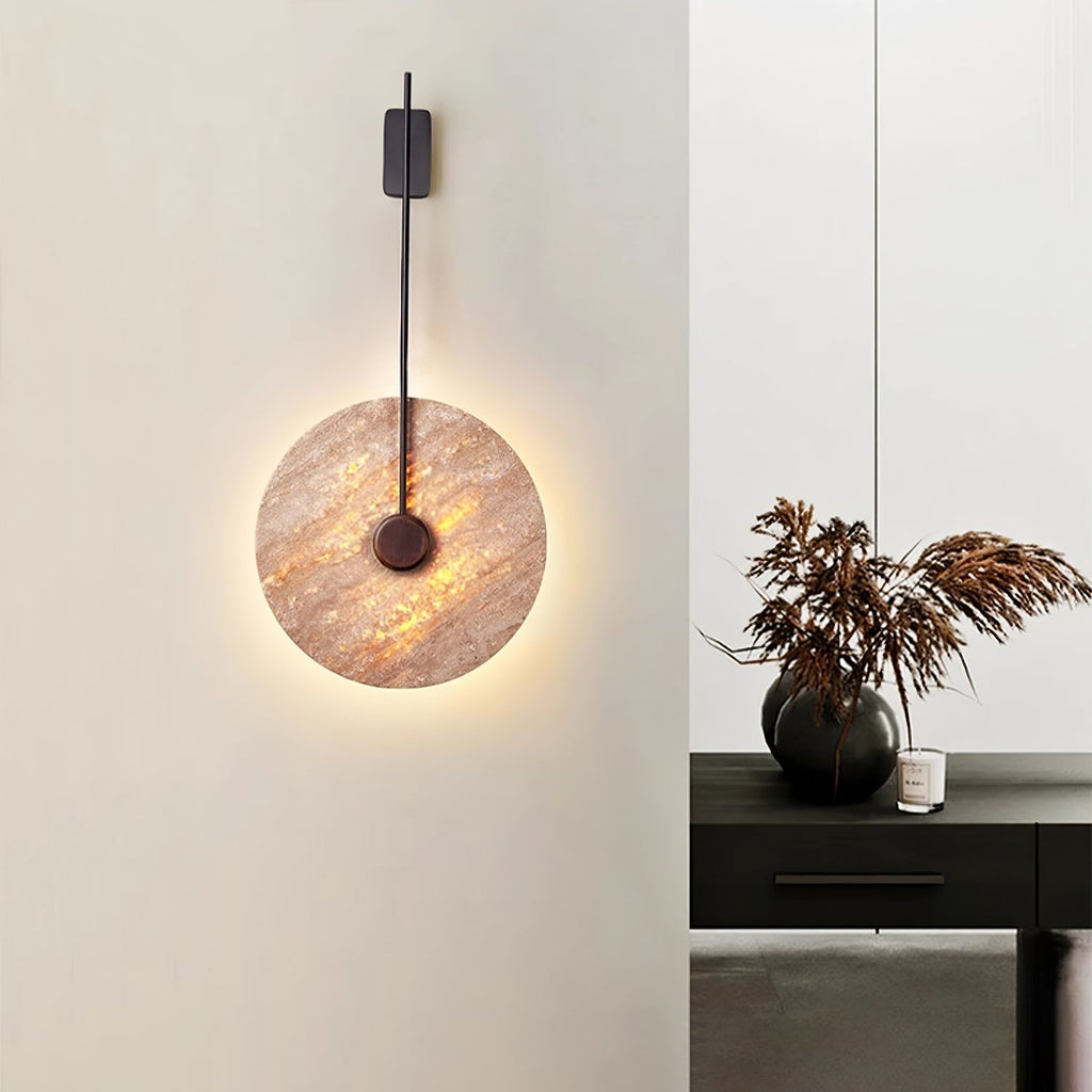 Travertine Disc Wall Light, Hardwired Wall Sconce, detail 7