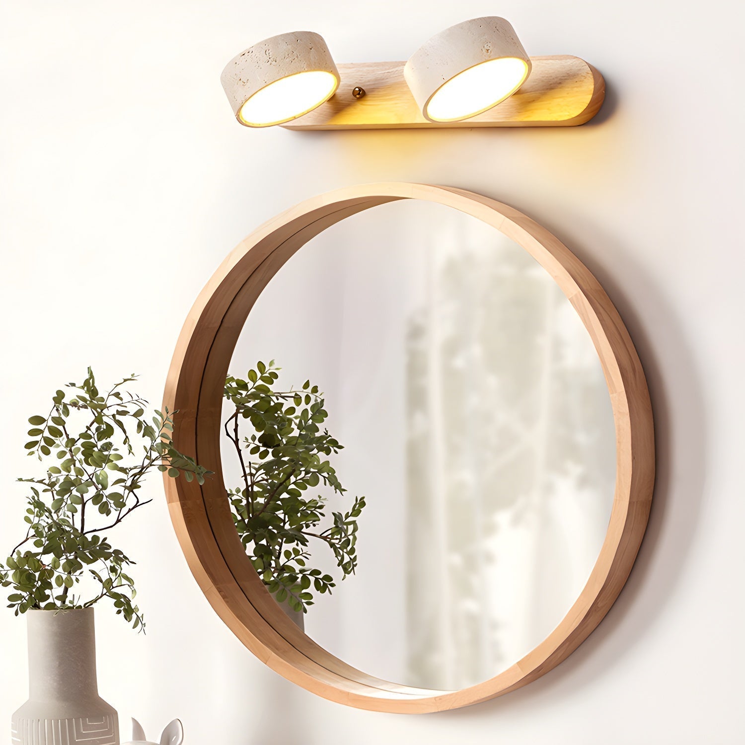 Travertine Duo Wall Light - 2-Light Size: Dia 32cm x... Travertine, Hardwired Wall Sconce, detail 3