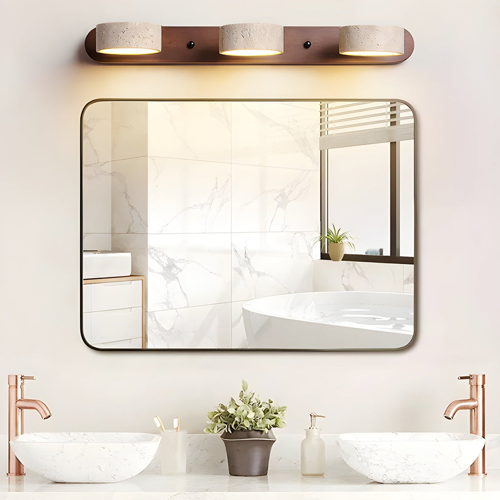 Travertine Duo Wall Light - Dia 32cm x H 6cm Travertine, Hardwired Wall Sconce, detail 15