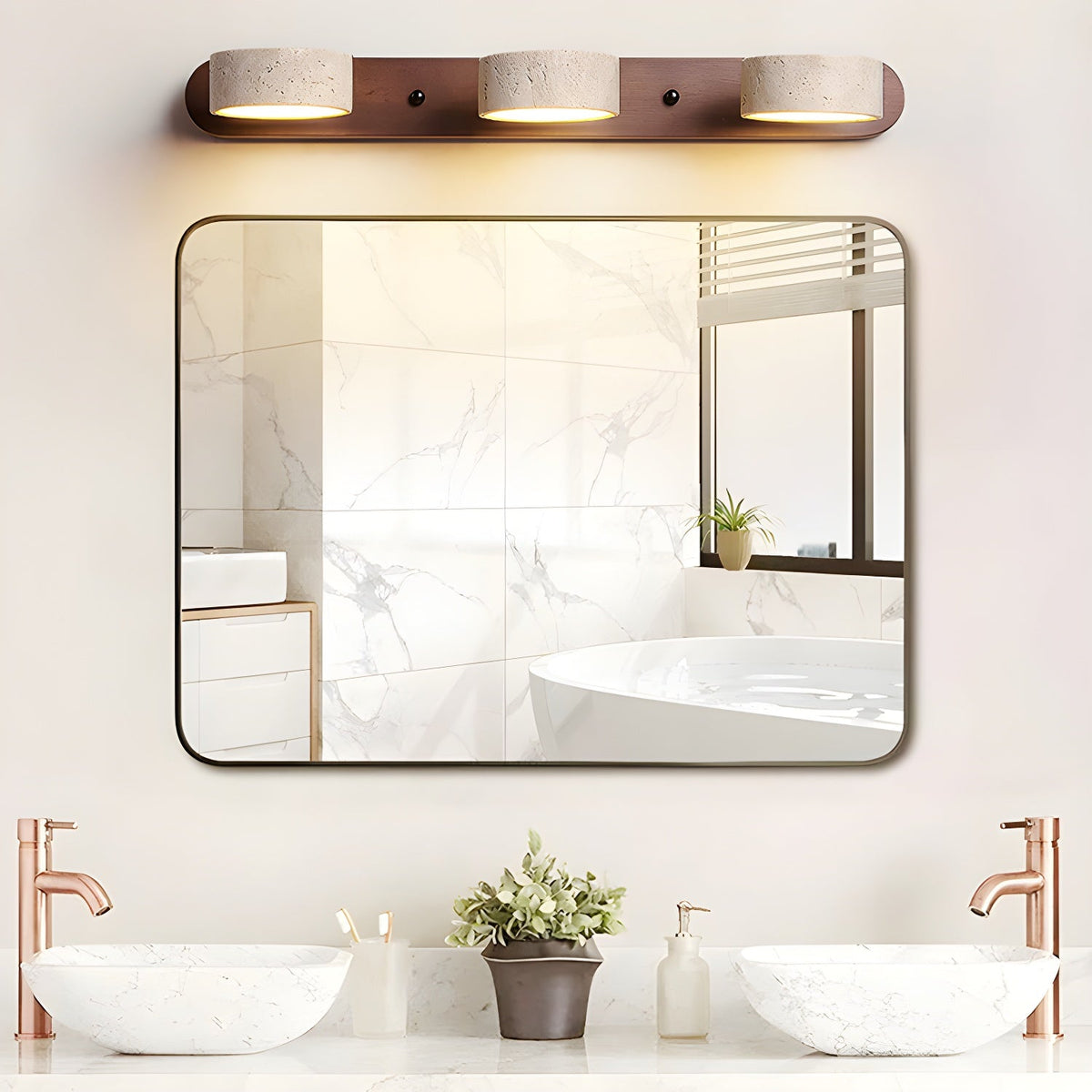 Travertine Duo Wall Light - 2-Light Size: Dia 32cm x... Travertine, Hardwired Wall Sconce, detail 14
