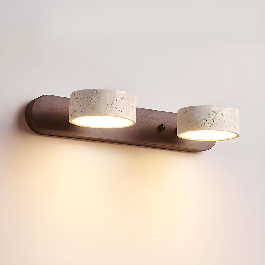 Travertine Duo Wall Light - Dia 32cm x H 6cm Travertine, Hardwired Wall Sconce, detail 22