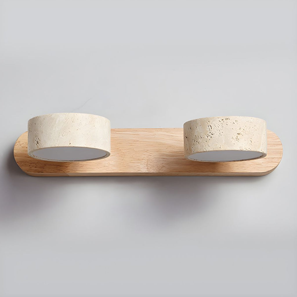 Travertine Duo Wall Light - Dia 32cm x H 6cm Travertine, Hardwired Wall Sconce, detail 7