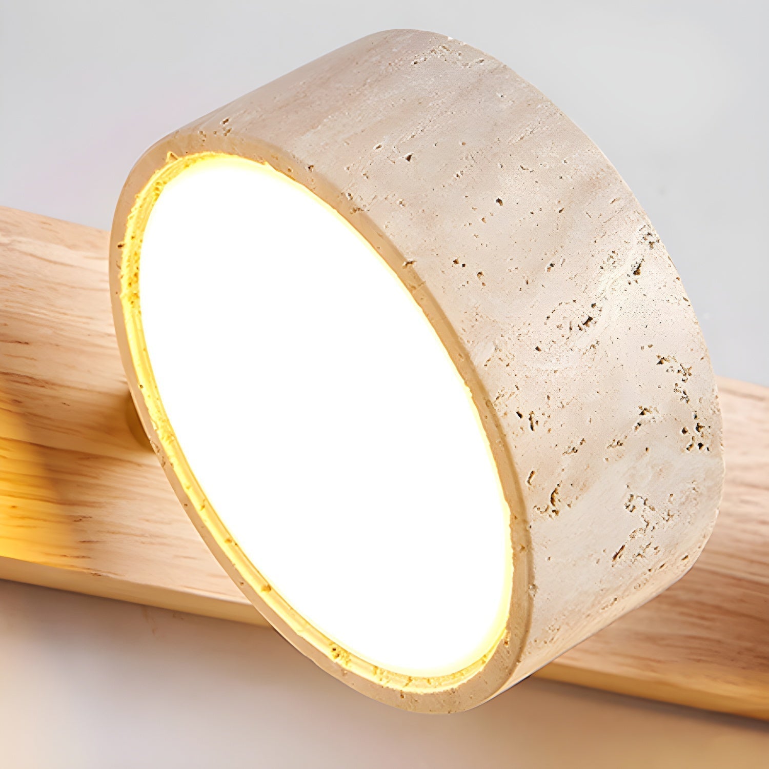 Travertine Duo Wall Light - Dia 32cm x H 6cm Travertine, Hardwired Wall Sconce, detail 9