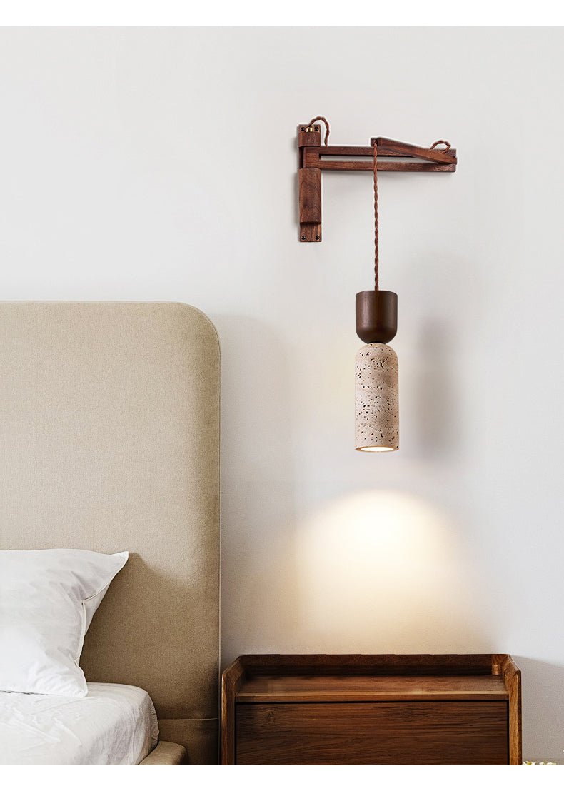 Travertine Fusion Wall Light, Hardwired Wall Sconce, detail 11