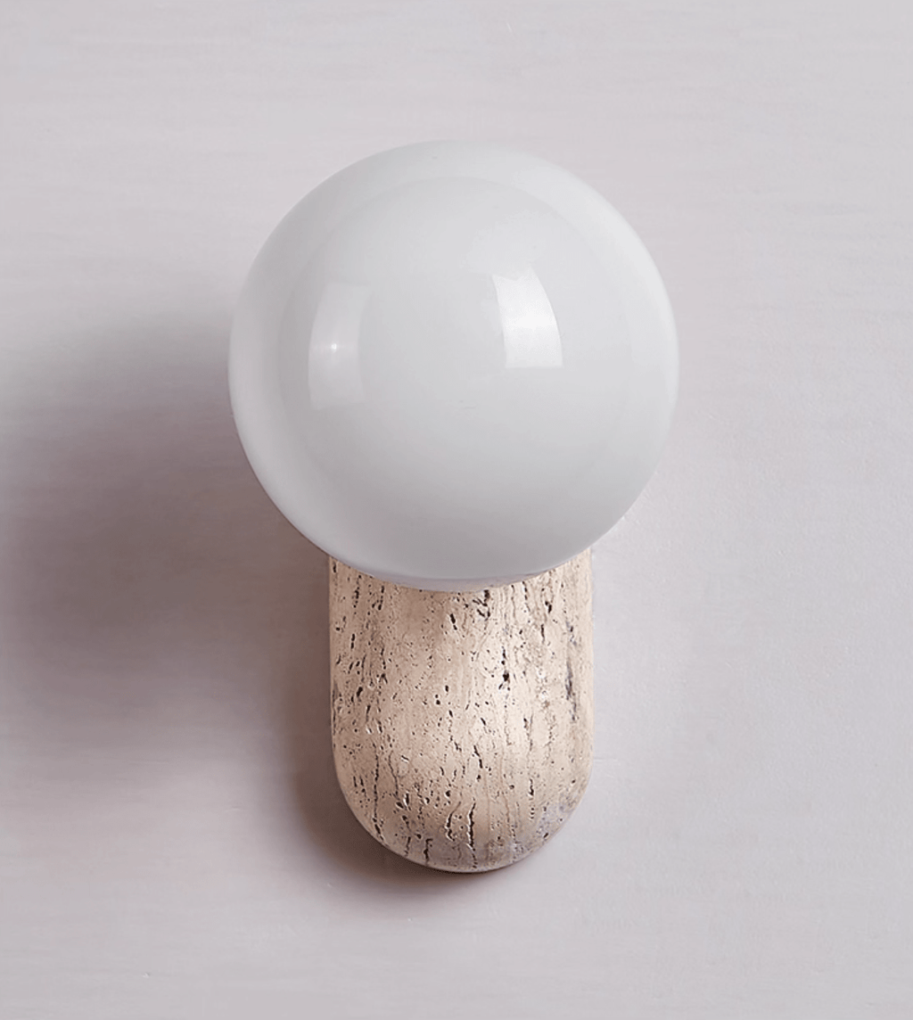 Travertine Pebble Wall Light, Hardwired Wall Sconce, detail 10