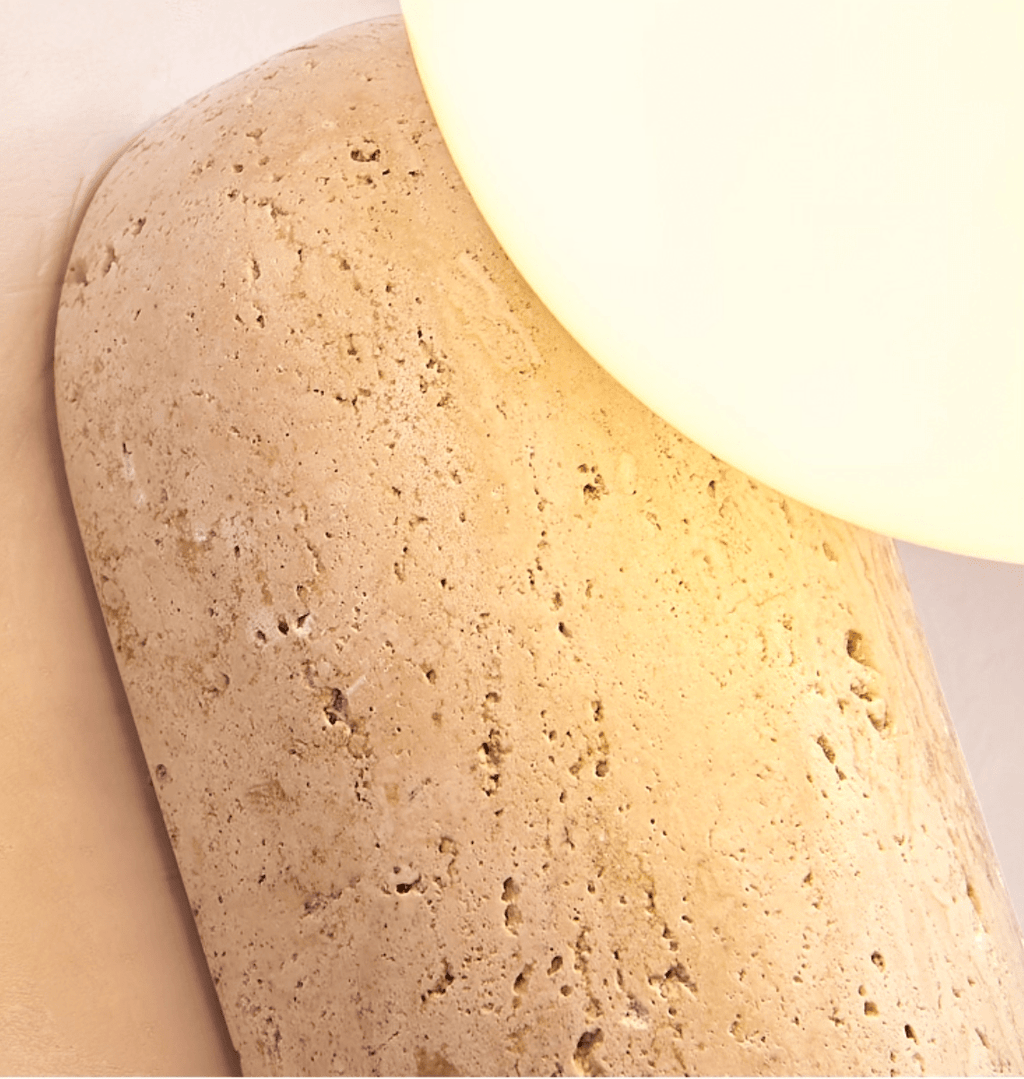 Travertine Pebble Wall Light, Hardwired Wall Sconce, detail 8