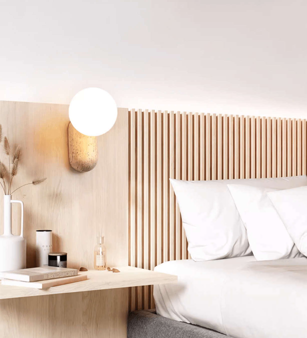 Travertine Pebble Wall Light, Hardwired Wall Sconce, detail 2