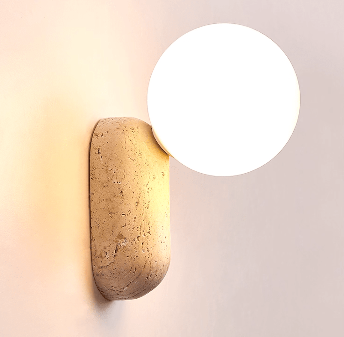 Travertine Pebble Wall Light, Hardwired Wall Sconce, detail 7