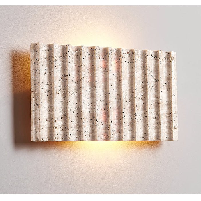 Travertine Ribbed Wall Light, Hardwired Wall Sconce, detail 7
