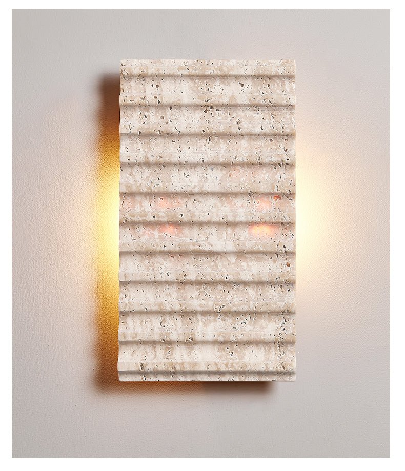 Travertine Ribbed Wall Light, Hardwired Wall Sconce, detail 8