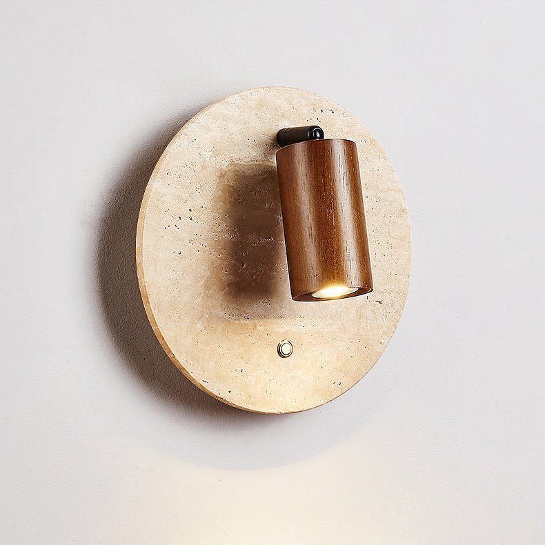 Travertine Spot Wall Light, Hardwired Wall Sconce, Metal, Dia 25cm x H 25cm