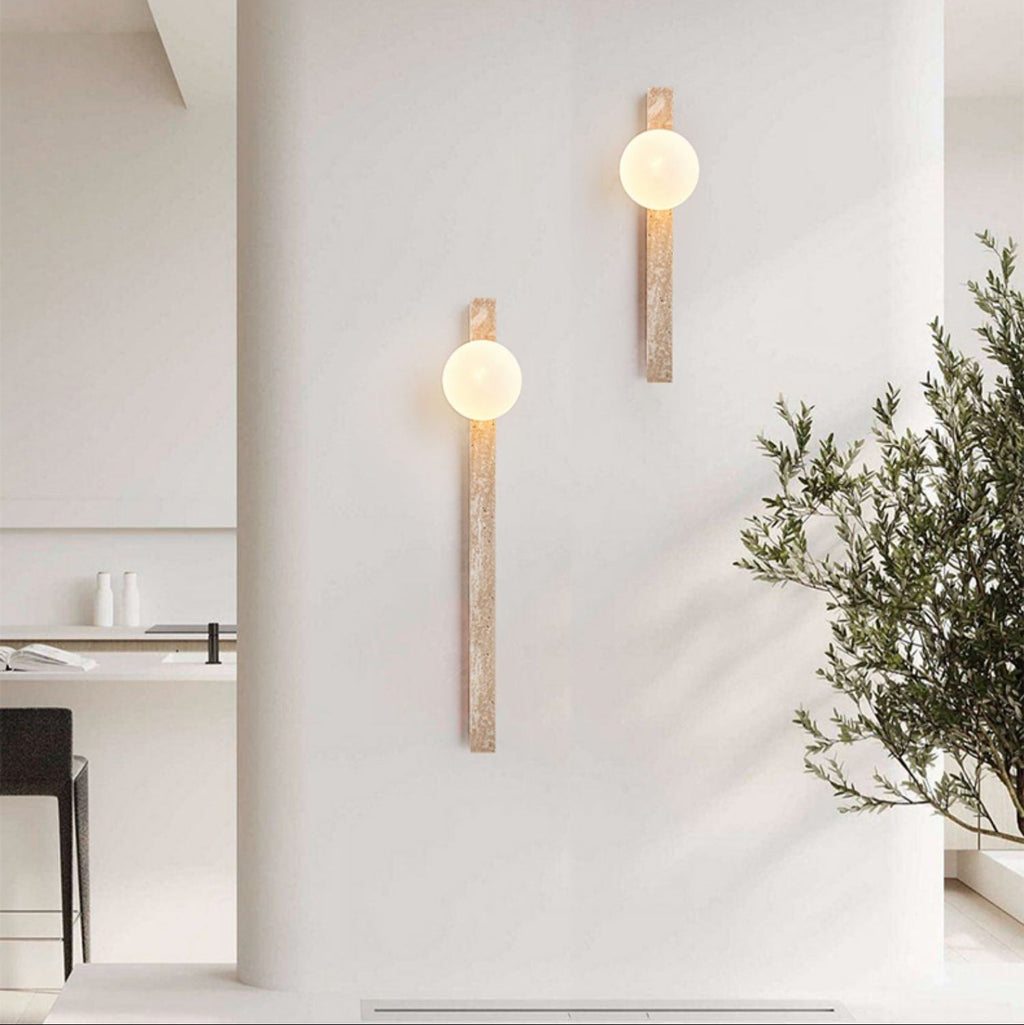 Travertine Stripe Wall Light, Hardwired Wall Sconce, detail 3