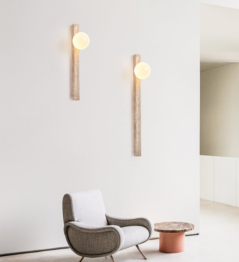 Travertine Stripe Wall Light, Hardwired Wall Sconce, detail 4
