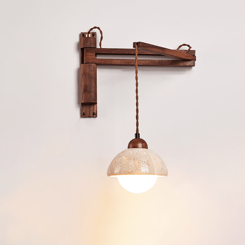 Travertine Pivot Arm Wall Light, Hardwired Wall Sconce, detail 7