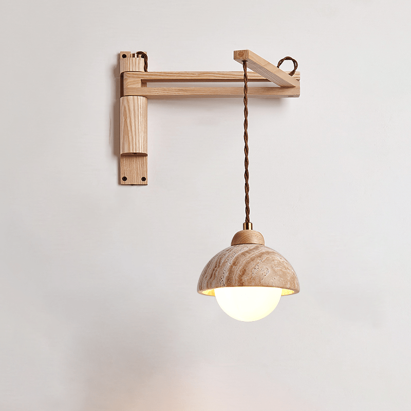 Travertine Pivot Arm Wall Light, Hardwired Wall Sconce, detail 8