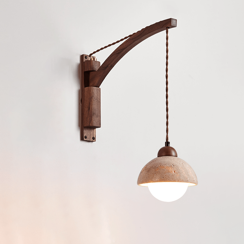 Travertine Pivot Arm Wall Light, Hardwired Wall Sconce, detail 9