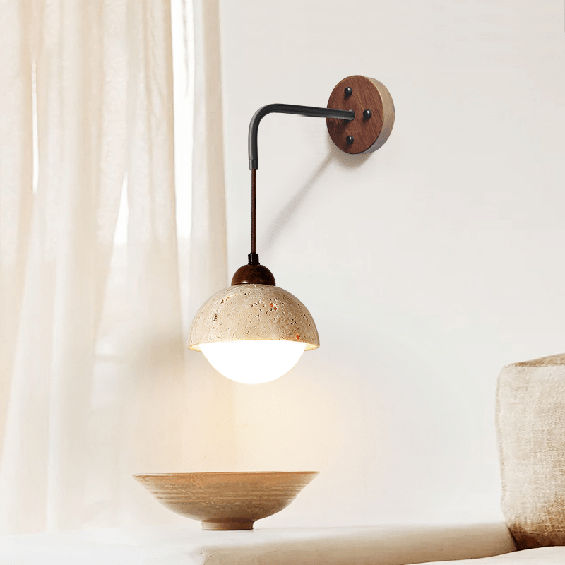 Travertine Pivot Arm Wall Light, Hardwired Wall Sconce, detail 4