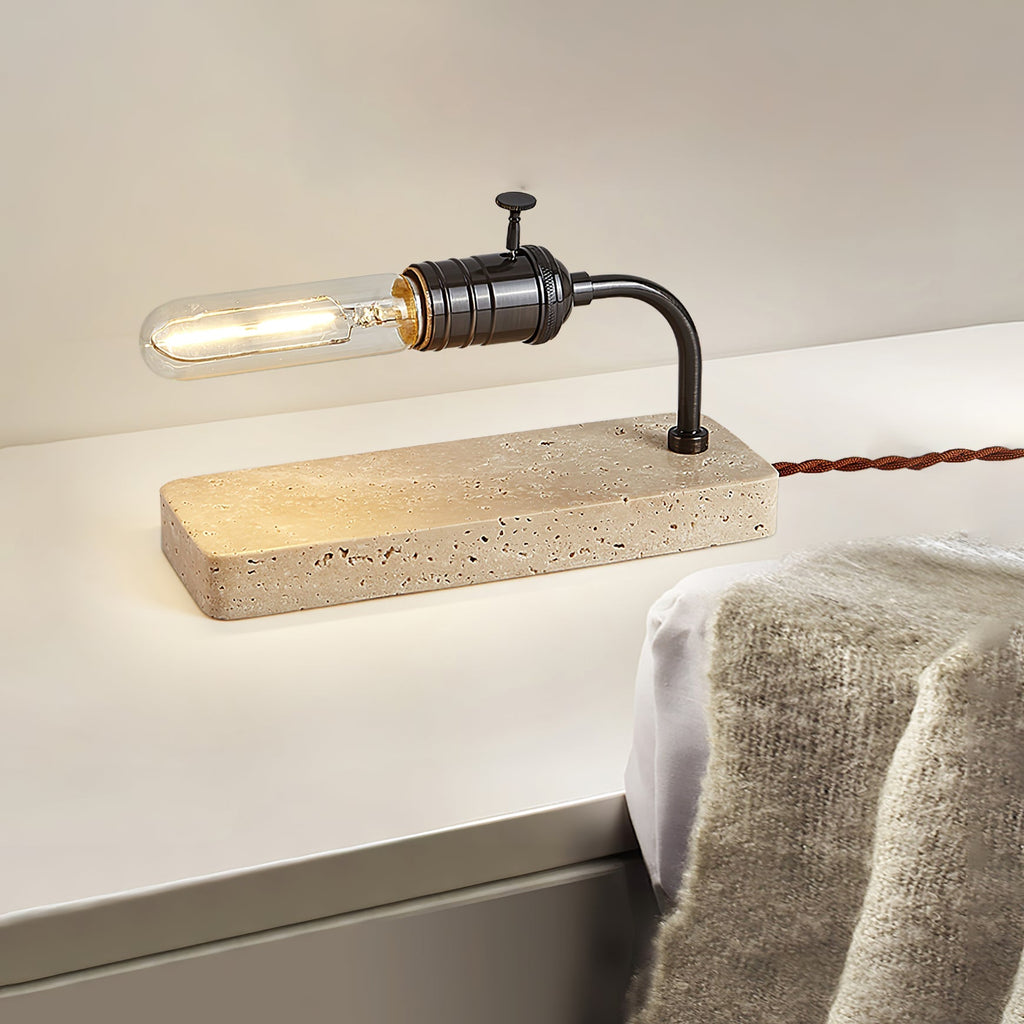 Travertine Vintage Tube Table Light, Bedside Table Lamp, detail 11