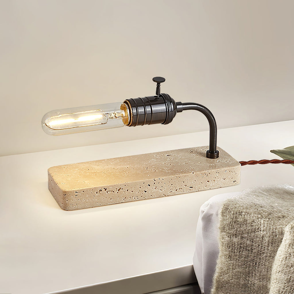 Travertine Vintage Tube Table Light, Bedside Table Lamp, detail 3