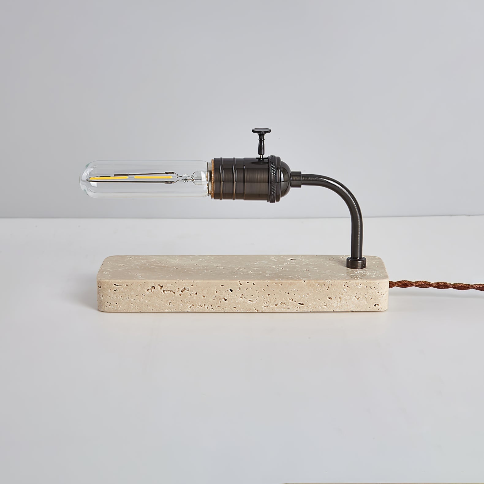 Travertine Vintage Tube Table Light, Bedside Table Lamp, detail 9