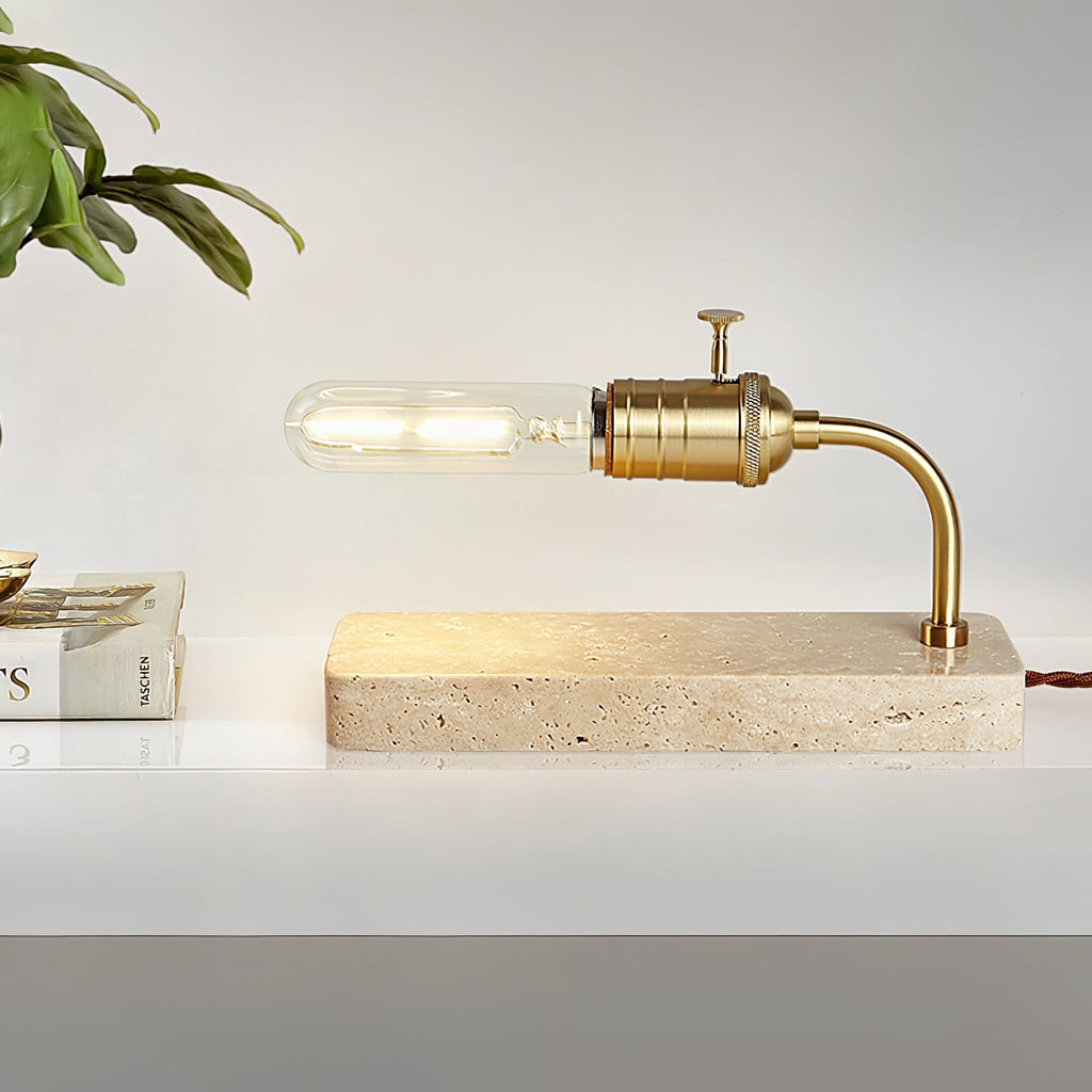 Travertine Vintage Tube Table Light, Bedside Table Lamp, detail 2