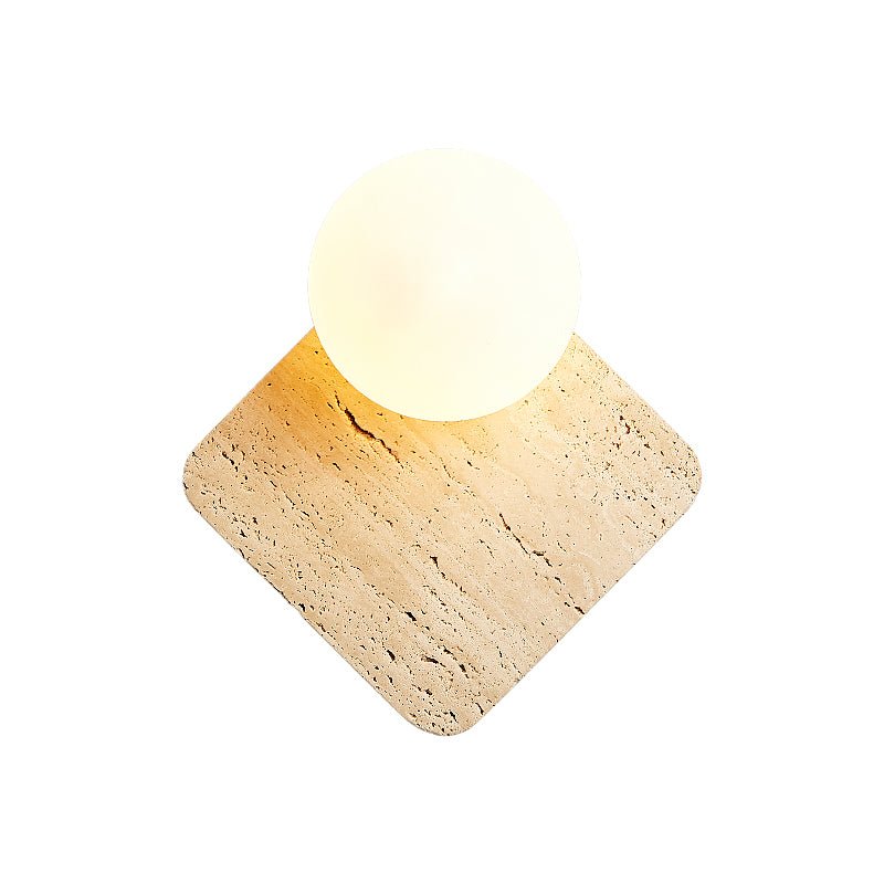 Travora Globe Wall Light, Hardwired Wall Sconce, Yellow Travertine, W 20cm x H 20cm