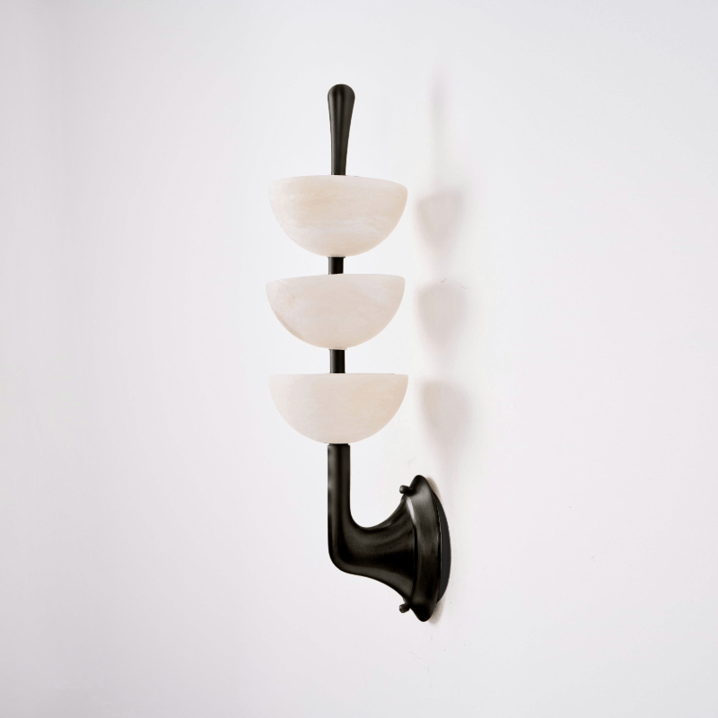 Triple Alabaster Wall Light, Hardwired Wall Sconce, detail 5