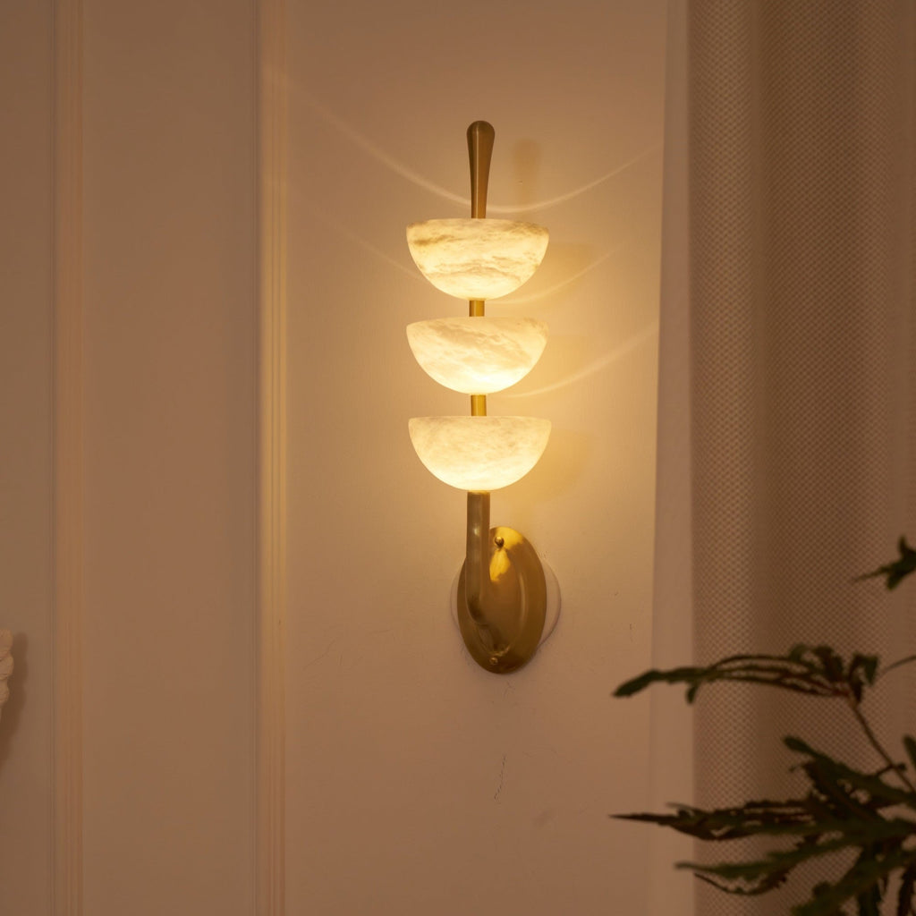Triple Alabaster Wall Light, Hardwired Wall Sconce, detail 51